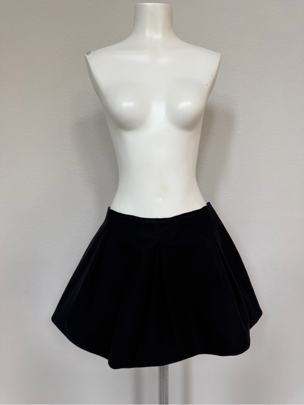 Miu Miu Black Wool Mini Skirt with Flared Silhouette